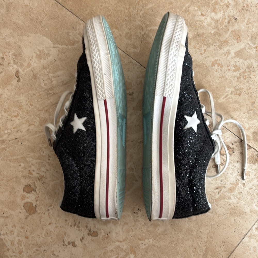 Converse/Chiara Ferragni black glitter sneakers Size 9. Preowned - Picture 3 of 8